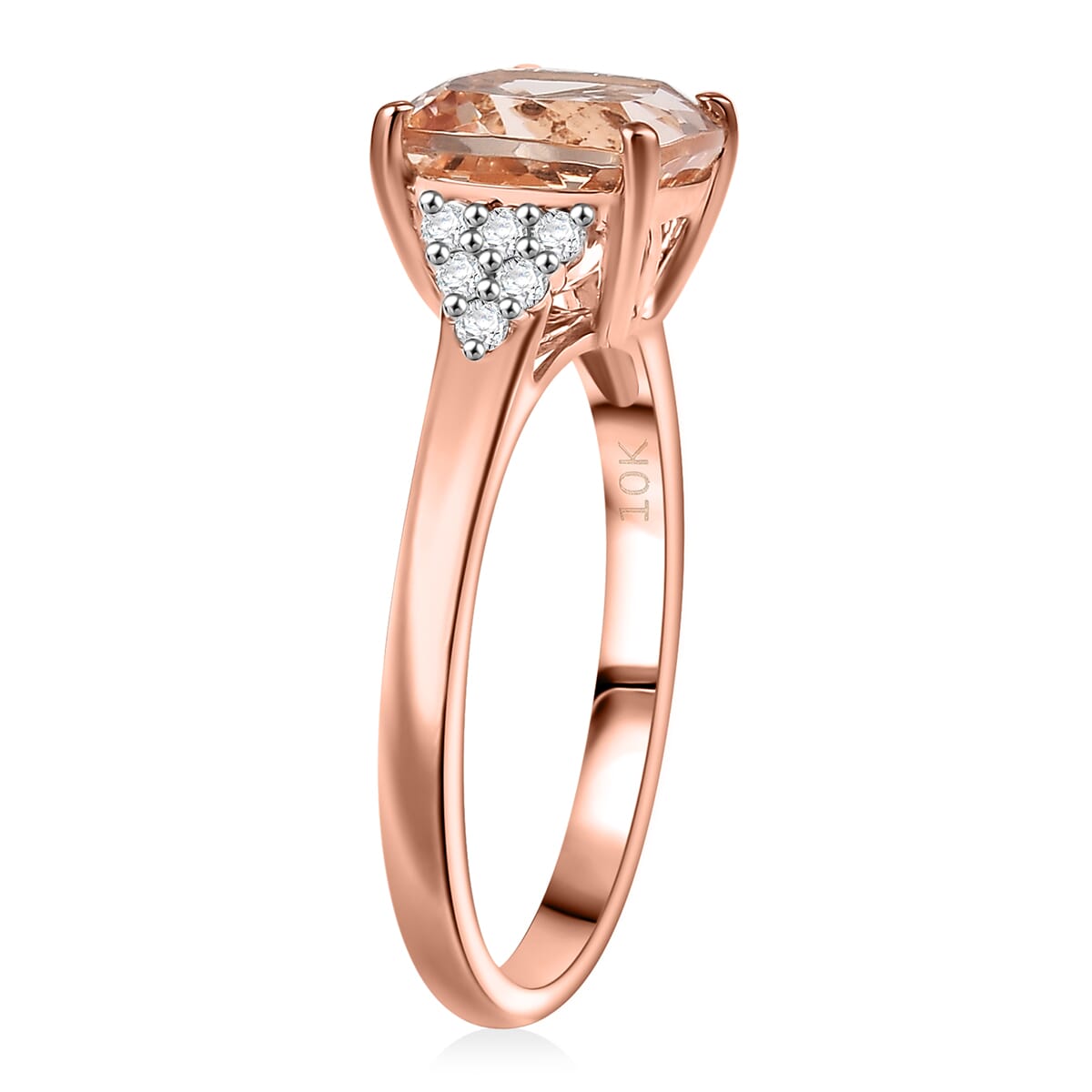 Certified & Appraised Luxoro 10K Rose Gold AAA Marropino Morganite, Diamond (G-H, I2) Ring (Size 10.0) (Del. in 10-15 Days) 3.21 ctw image number 2