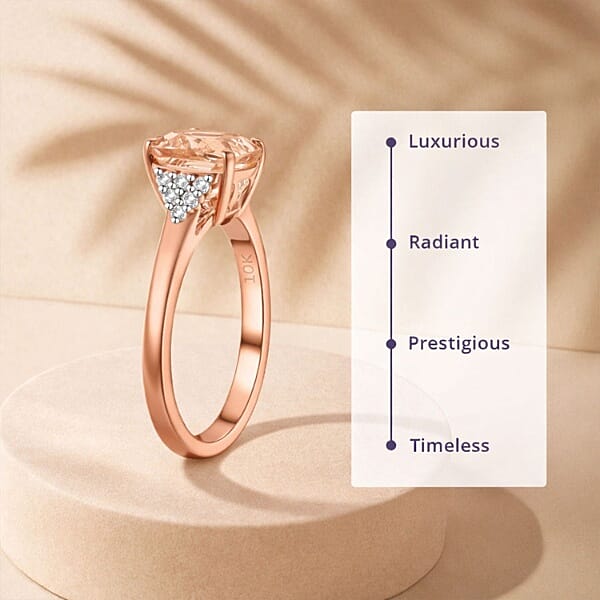 Certified & Appraised Luxoro AAA Marropino Morganite and G-H I2 Diamond 3.21 ctw Ring in 10K Rose Gold (Size 8.0)