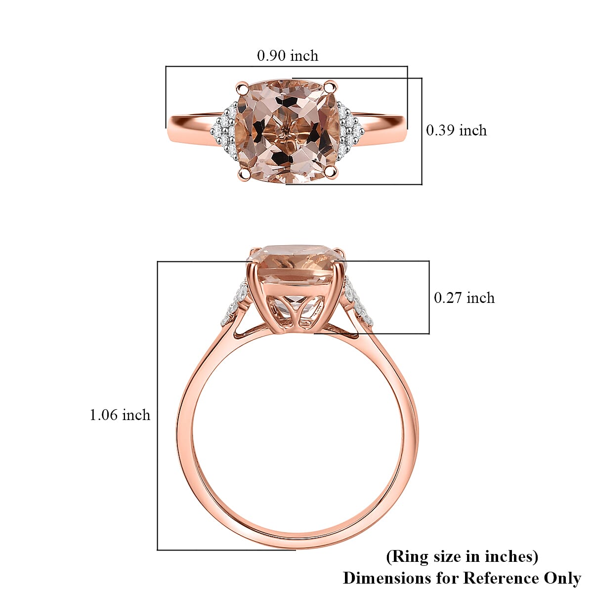 Certified & Appraised Luxoro AAA Marropino Morganite and G-H I2 Diamond 3.21 ctw Ring in 10K Rose Gold (Size 9.0) (Del. in 10-15 Days) image number 4