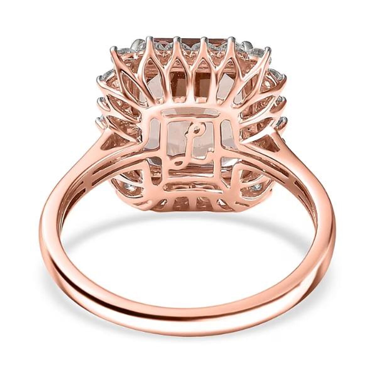 Certified & Appraised Luxoro AAA Marropino Morganite and G-H I2 Diamond 6.40 ctw Ring in 10K Rose Gold (Size 10.0) (Del. in 10-15 Days) image number 6
