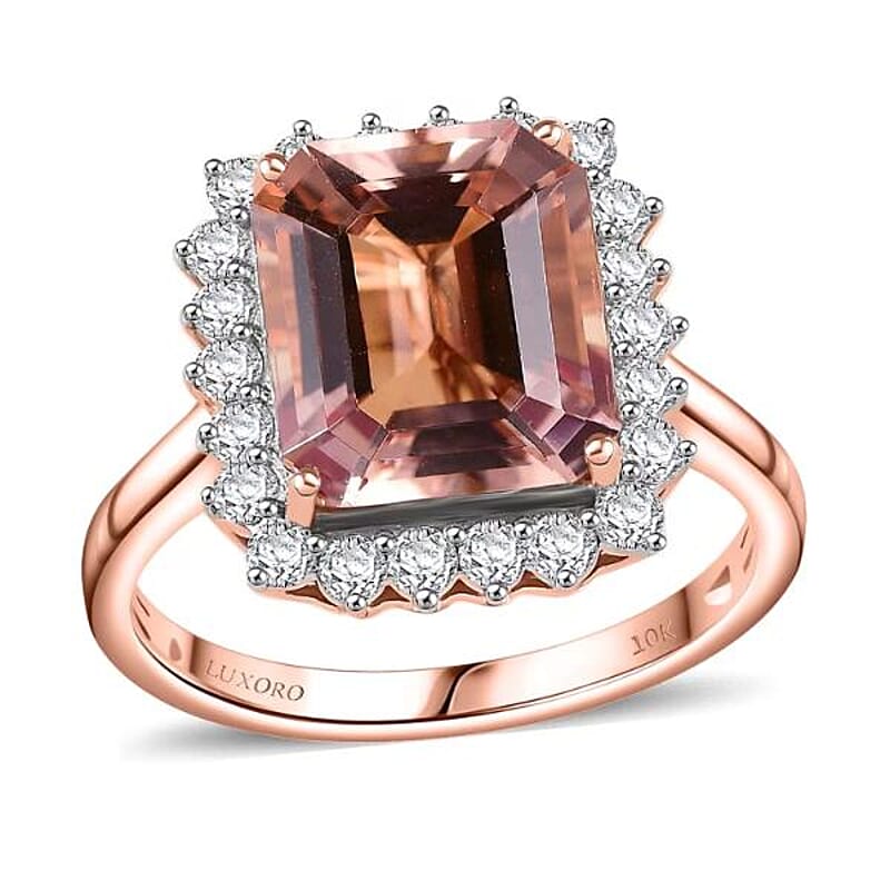 Certified & Appraised Luxoro 10K Rose Gold AAA Marropino Morganite, Diamond (G-H, I2) (0.72 cts) Ring (Size 12.0) (Del. in 10-15 Days) 6.43 ctw