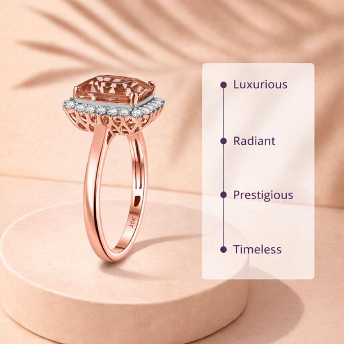 Certified & Appraised Luxoro 10K Rose Gold AAA Marropino Morganite, Diamond (G-H, I2) (0.72 cts) Ring (Size 5.0) (Del. in 10-15 Days) 6.43 ctw image number 3