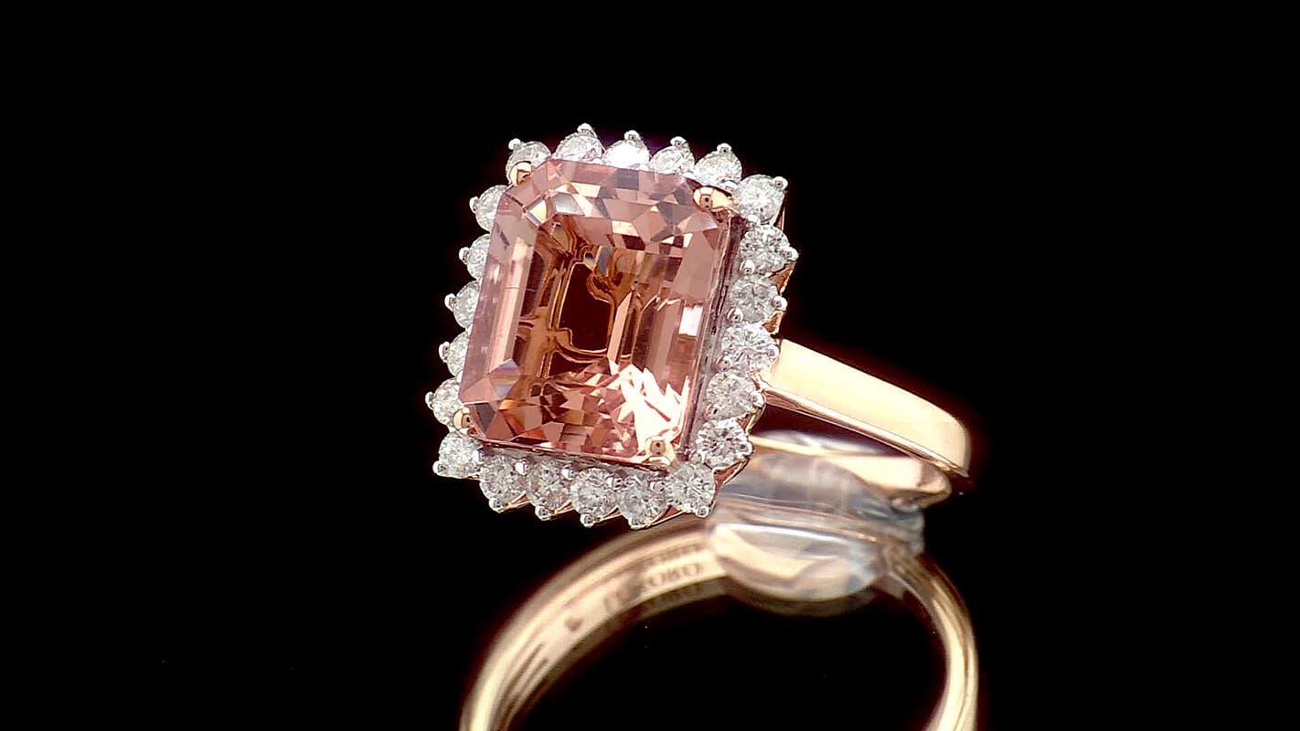 Certified & Appraised Luxoro 10K Rose Gold AAA Marropino Morganite, Diamond (G-H, I2) Ring (Del. in 10-15 Days) 6.43 ctw