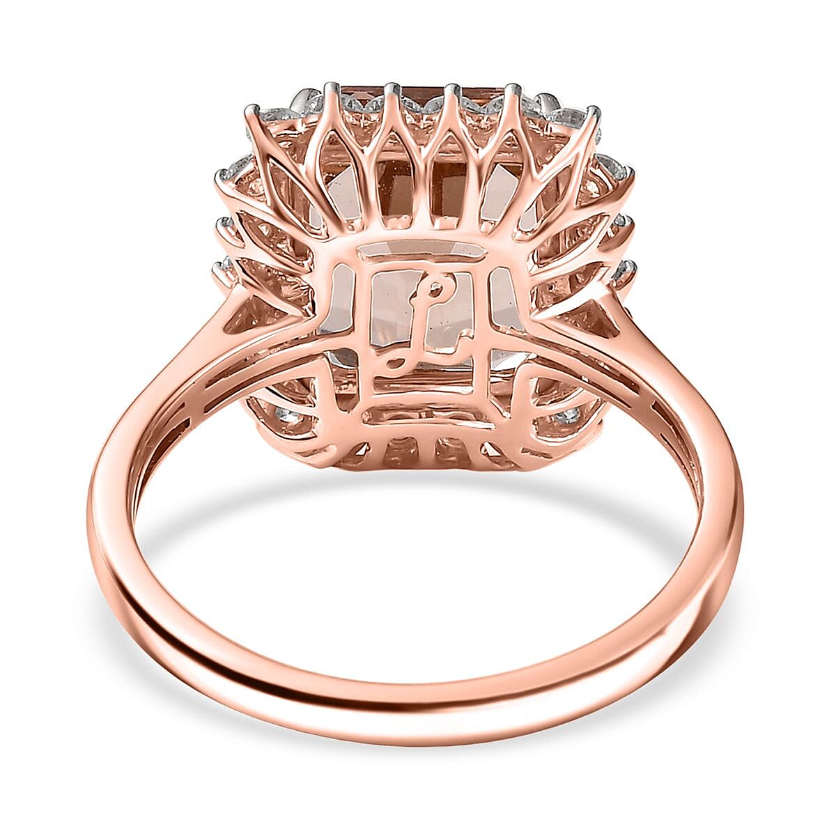 Certified & Appraised Luxoro AAA Marropino Morganite and G-H I2 Diamond 6.43 ctw Ring in 10K Rose Gold (Size 7.0) (Del. in 10-15 Days) image number 4