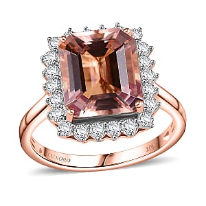 Certified & Appraised Luxoro 10K Rose Gold AAA Marropino Morganite, Diamond (G-H, I2) (0.72 cts) Ring (Size 8.5) (Del. in 10-15 Days) 6.43 ctw