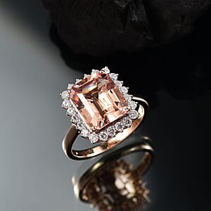 Certified & Appraised Luxoro AAA Marropino Morganite and G-H I2 Diamond 6.43 ctw Ring in 10K Rose Gold (Size 9.0) (Del. in 10-15 Days)