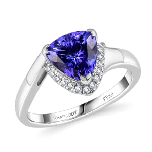 Certified & Appraised Rhapsody AAAA Tanzanite and E-F VS Diamond 2.75 ctw Ring in 950 Platinum (Size 10.0) 7.25 Grams (Del. in 10-15 Days)