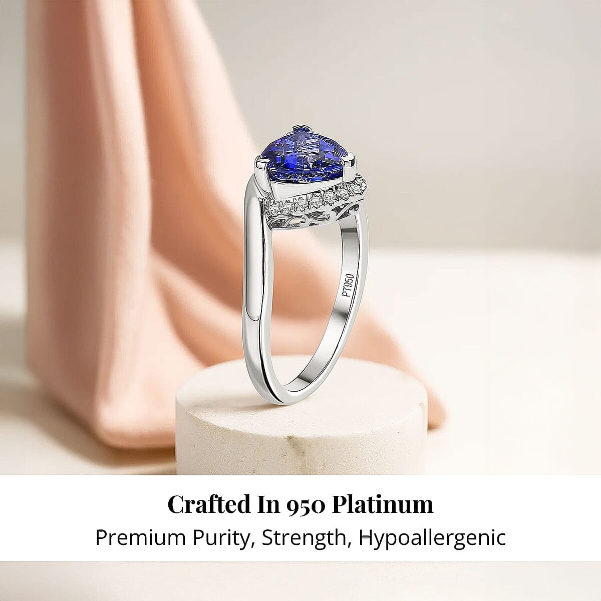 Certified & Appraised Rhapsody 950 Platinum AAAA Tanzanite, Diamond (E-F, VS) Ring (Size 10.0) (7.25 g) (Del. in 10-15 Days) 2.75 ctw image number 2