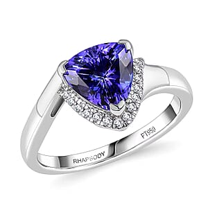 Certified & Appraised Rhapsody AAAA Tanzanite and E-F VS Diamond 2.75 ctw Ring in 950 Platinum (Size 7.0) 7.25 Grams (Del. in 10-15 Days)