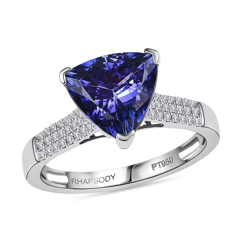 Certified & Appraised Rhapsody AAAA Tanzanite and E-F VS Diamond 4.16 ctw Ring in 950 Platinum (Size 10.0) 6.60 Grams