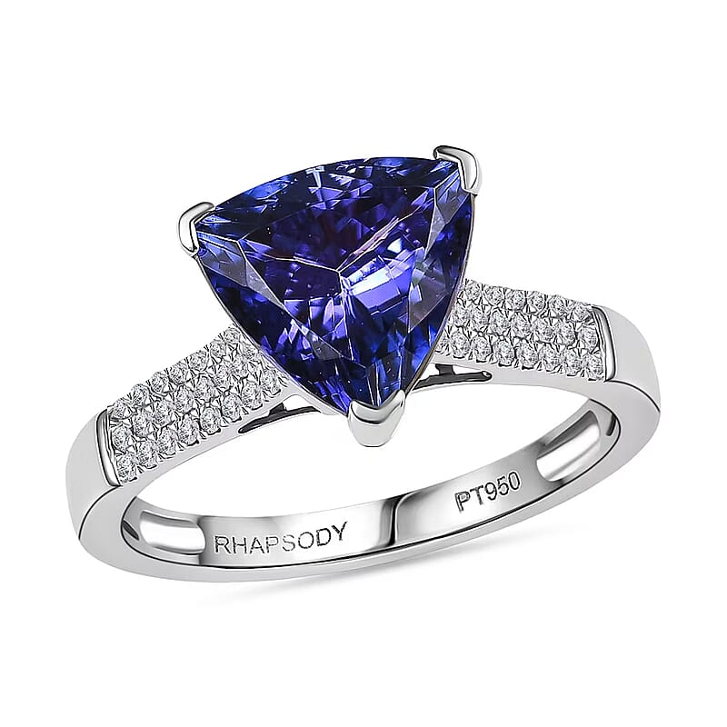 Certified & Appraised Rhapsody AAAA Tanzanite and E-F VS Diamond 4.16 ctw Ring in 950 Platinum (Size 10.0) 6.60 Grams