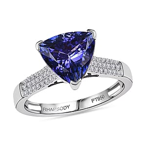Certified & Appraised Rhapsody 950 Platinum AAAA Tanzanite, Diamond (E-F, VS) Ring (Size 5.0) (6.60 g) 4.16 ctw