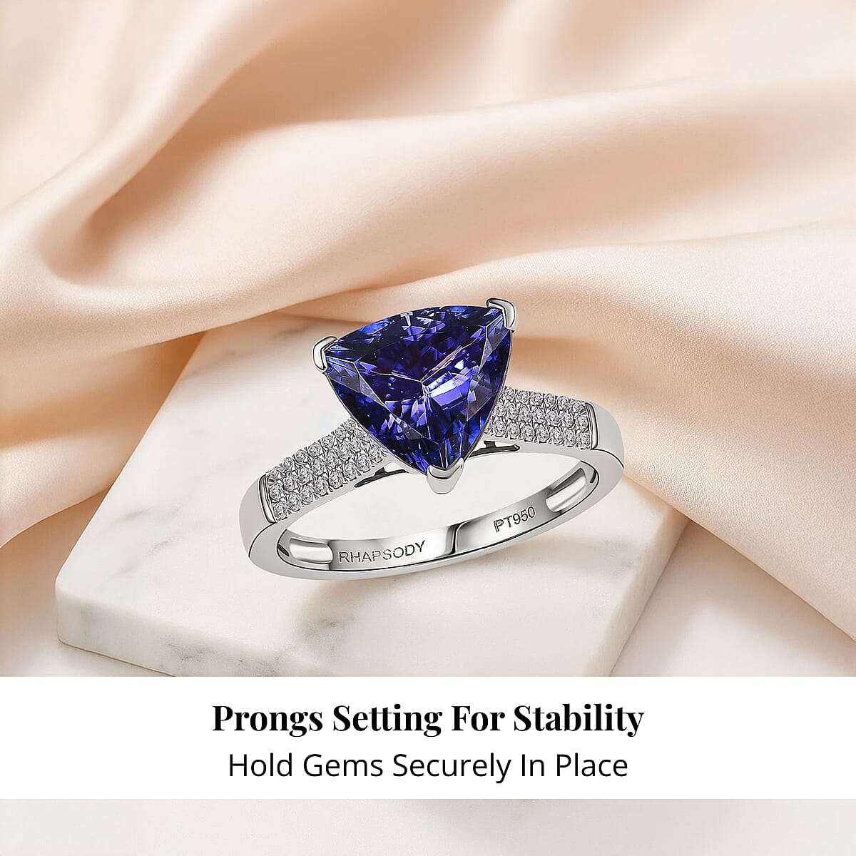 Certified & Appraised Rhapsody 950 Platinum AAAA Tanzanite, Diamond (E-F, VS) Ring (Size 5.0) (6.60 g) 4.16 ctw image number 4