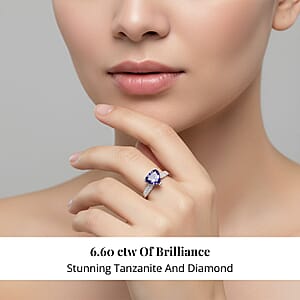 Certified & Appraised Rhapsody AAAA Tanzanite and E-F VS Diamond 4.16 ctw Ring in 950 Platinum (Size 9.0) 6.60 Grams (Del. in 10-15 Days)