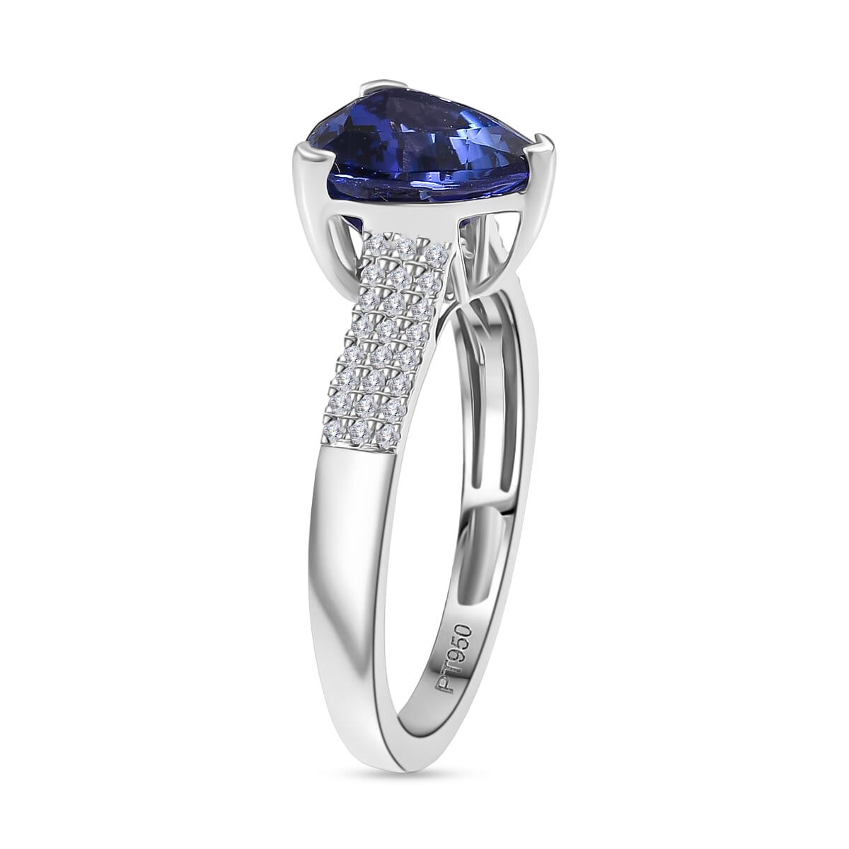 Certified & Appraised Rhapsody AAAA Tanzanite and E-F VS Diamond 4.16 ctw Ring in 950 Platinum (Size 9.0) 6.60 Grams (Del. in 10-15 Days) image number 3