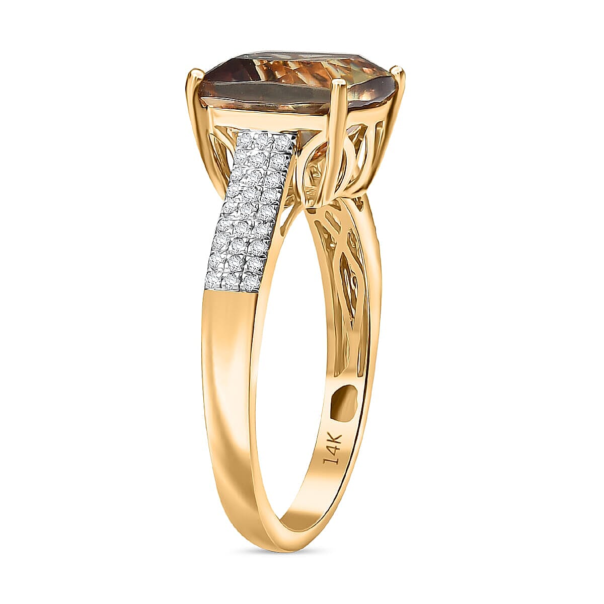 Certified & Appraised Luxoro AAA Turkizite and G-H I2 Diamond 6.04 ctw Ring in 14K Yellow Gold (Size 10.0) 4.48 Grams (Del. in 10-15 Days) image number 3