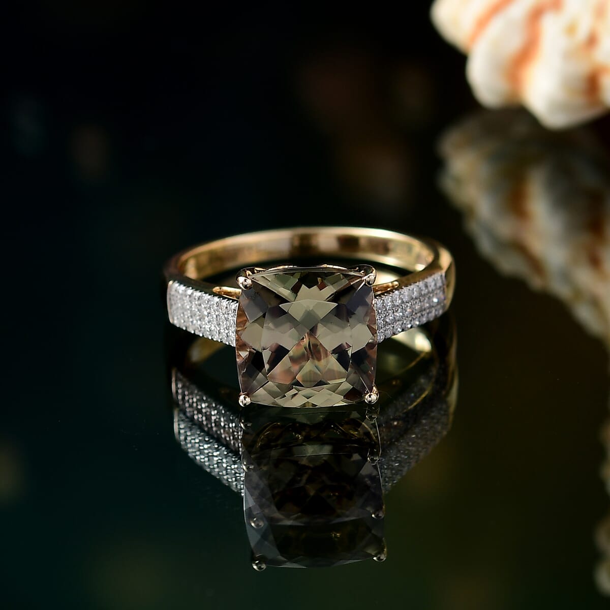 Certified & Appraised Luxoro AAA Turkizite and G-H I2 Diamond 6.04 ctw Ring in 14K Yellow Gold (Size 10.0) 4.48 Grams (Del. in 10-15 Days) image number 1