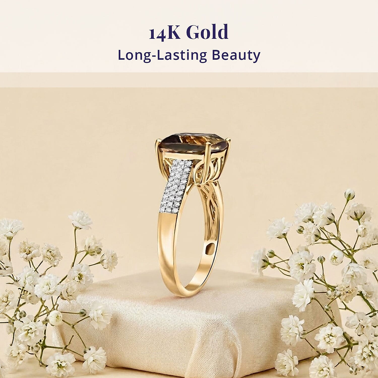 Certified & Appraised Luxoro AAA Turkizite and G-H I2 Diamond 6.04 ctw Ring in 14K Yellow Gold (Size 6.0) 4.48 Grams