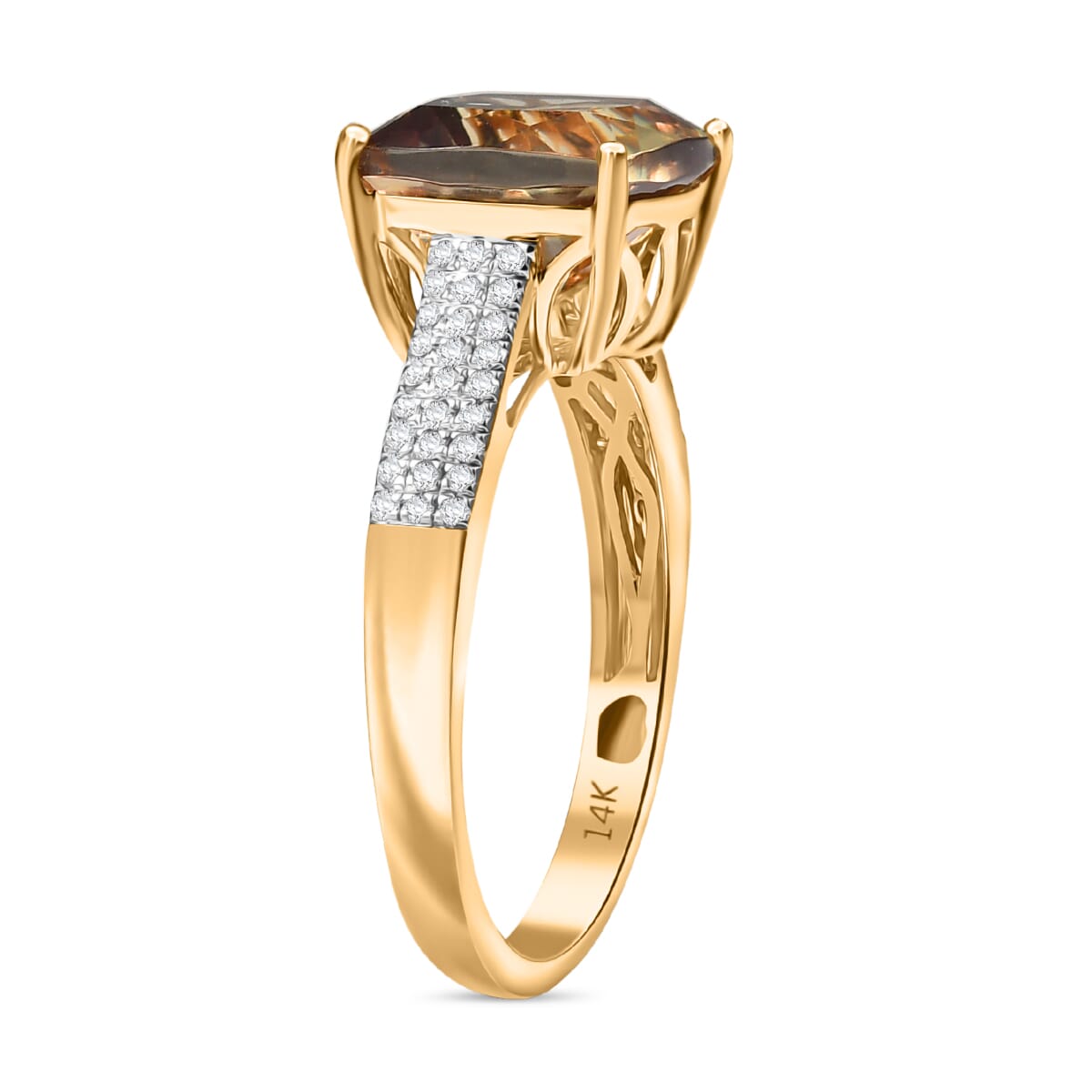 Certified & Appraised Luxoro AAA Turkizite and G-H I2 Diamond 6.04 ctw Ring in 14K Yellow Gold (Size 10.0) 4.48 Grams (Del. in 10-15 Days) image number 3