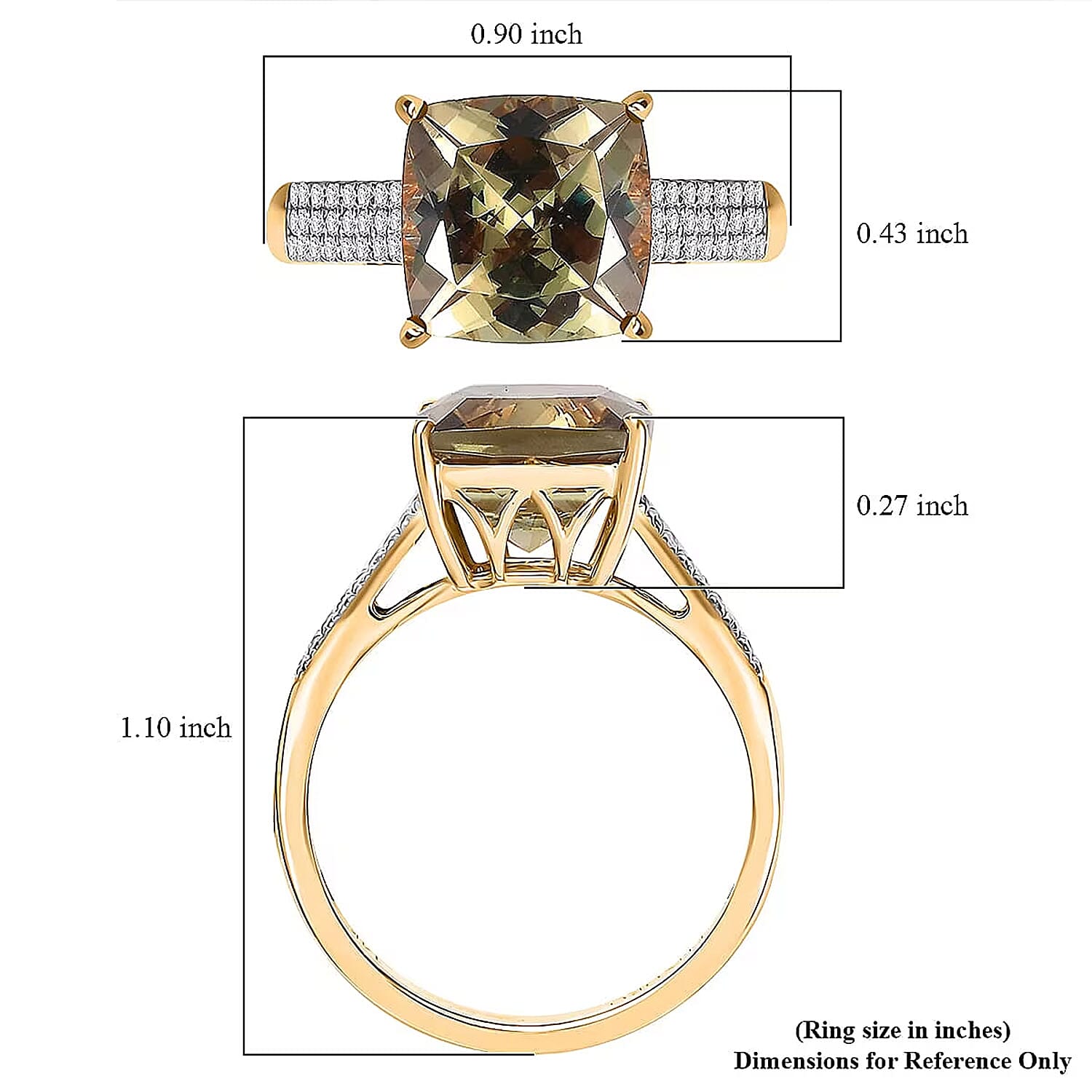 Certified & Appraised Luxoro AAA Turkizite and G-H I2 Diamond 6.04 ctw Ring in 14K Yellow Gold (Size 6.0) 4.48 Grams
