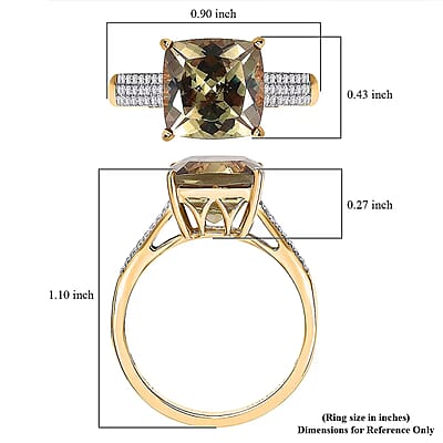 Certified & Appraised Luxoro AAA Turkizite and G-H I2 Diamond 6.04 ctw Ring in 14K Yellow Gold (Size 8.0) 4.48 Grams