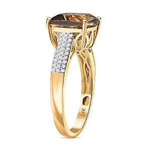 Certified & Appraised Luxoro AAA Turkizite and G-H I2 Diamond 6.04 ctw Ring in 14K Yellow Gold (Size 10.0) 4.48 Grams (Del. in 10-15 Days)