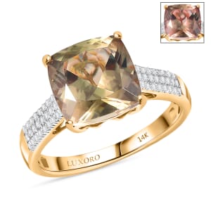 Certified & Appraised Luxoro AAA Turkizite and G-H I2 Diamond 6.04 ctw Ring in 14K Yellow Gold (Size 9.0) 4.48 Grams (Del. in 10-15 Days)