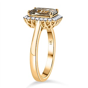 Certified & Appraised Luxoro AAA Turkizite and G-H I2 Diamond 3.06 ctw Halo Ring in 14K Yellow Gold (Size 10.0) 4.66 Grams (Del. in 10-15 Days)