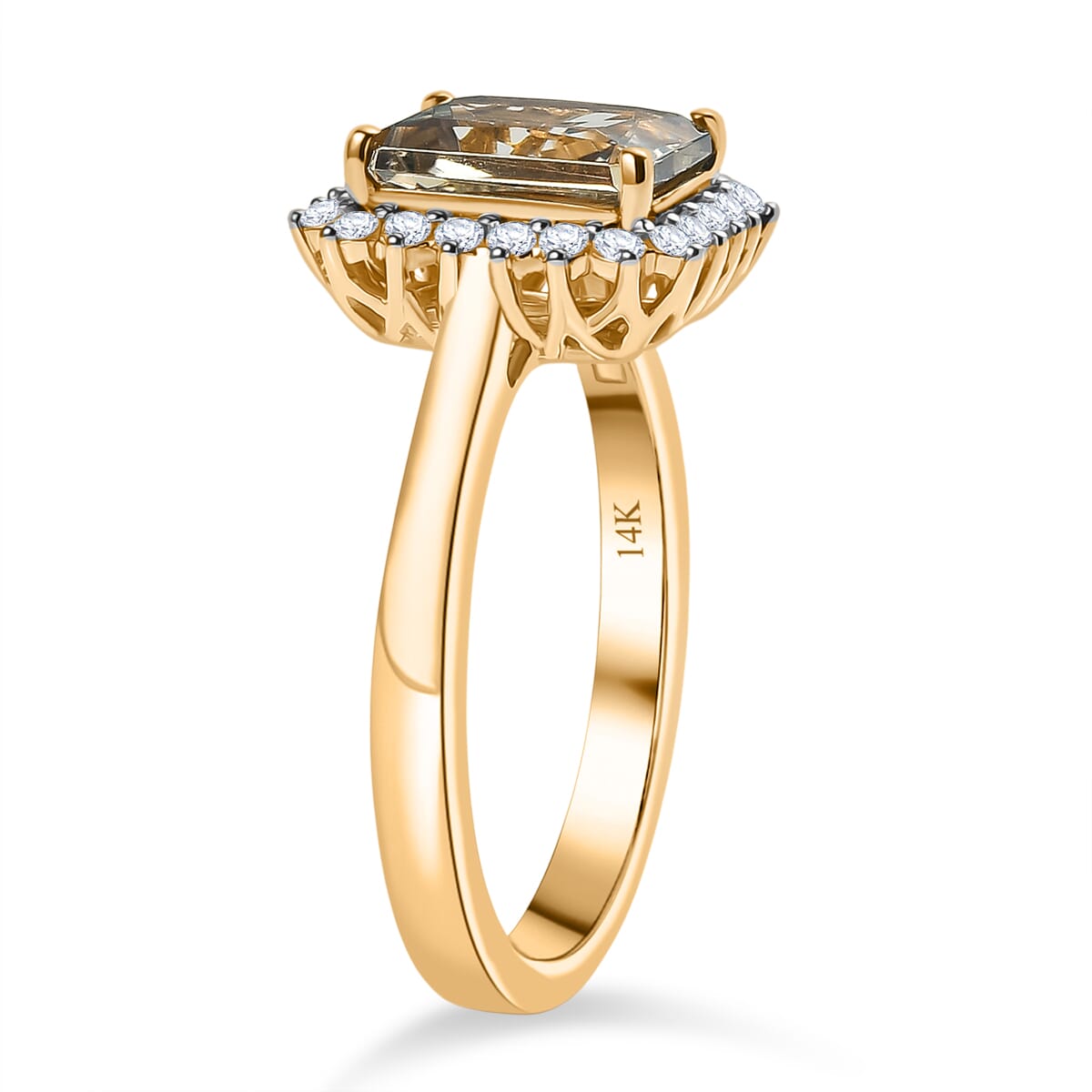 Certified & Appraised Luxoro AAA Turkizite and G-H I2 Diamond 3.06 ctw Halo Ring in 14K Yellow Gold (Size 9.0) 4.66 Grams (Del. in 10-15 Days) image number 3