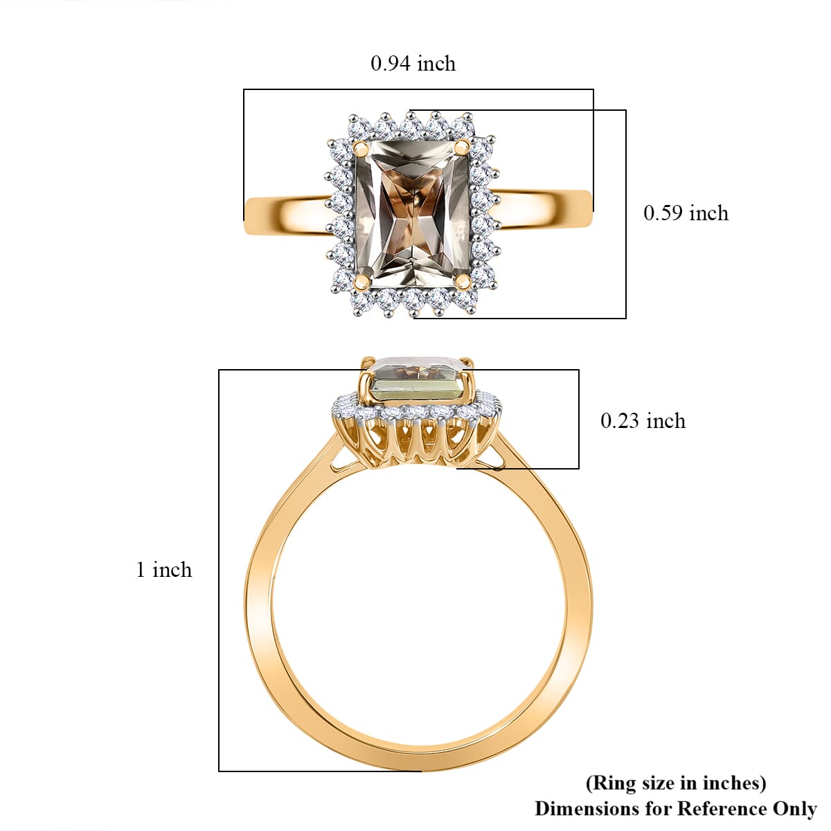 Certified & Appraised Luxoro AAA Turkizite and G-H I2 Diamond 3.06 ctw Halo Ring in 14K Yellow Gold (Size 9.0) 4.66 Grams (Del. in 10-15 Days) image number 5