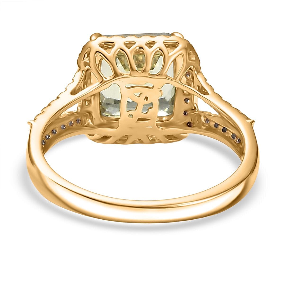 Certified & Appraised Luxoro 14K Yellow Gold AAA Asscher Cut Turkizite and Diamond (G-H, I2) Ring (Size 9.5) (Del. in 10-15 Days) (4.15 g) 4.68 ctw image number 4