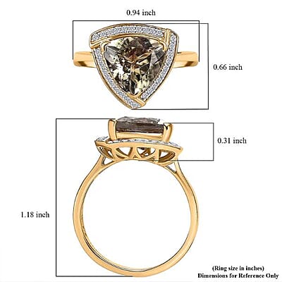 Certified & Appraised Luxoro AAA Turkizite and G-H I2 Diamond 4.16 ctw Ring in 14K Yellow Gold (Size 10.0) 4.32 Grams