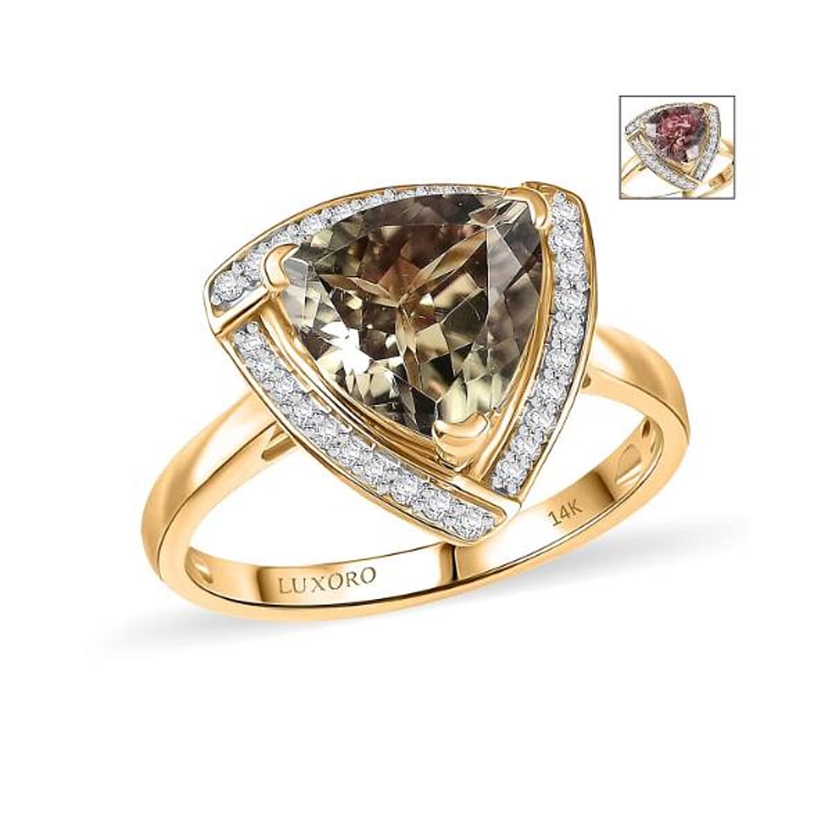Certified & Appraised Luxoro 14K Yellow Gold AAA Turkizite and Diamond (G-H, I2) Ring (Size 10.5) (4.32 g) (Del. in 10-15 Days) 4.16 ctw image number 0