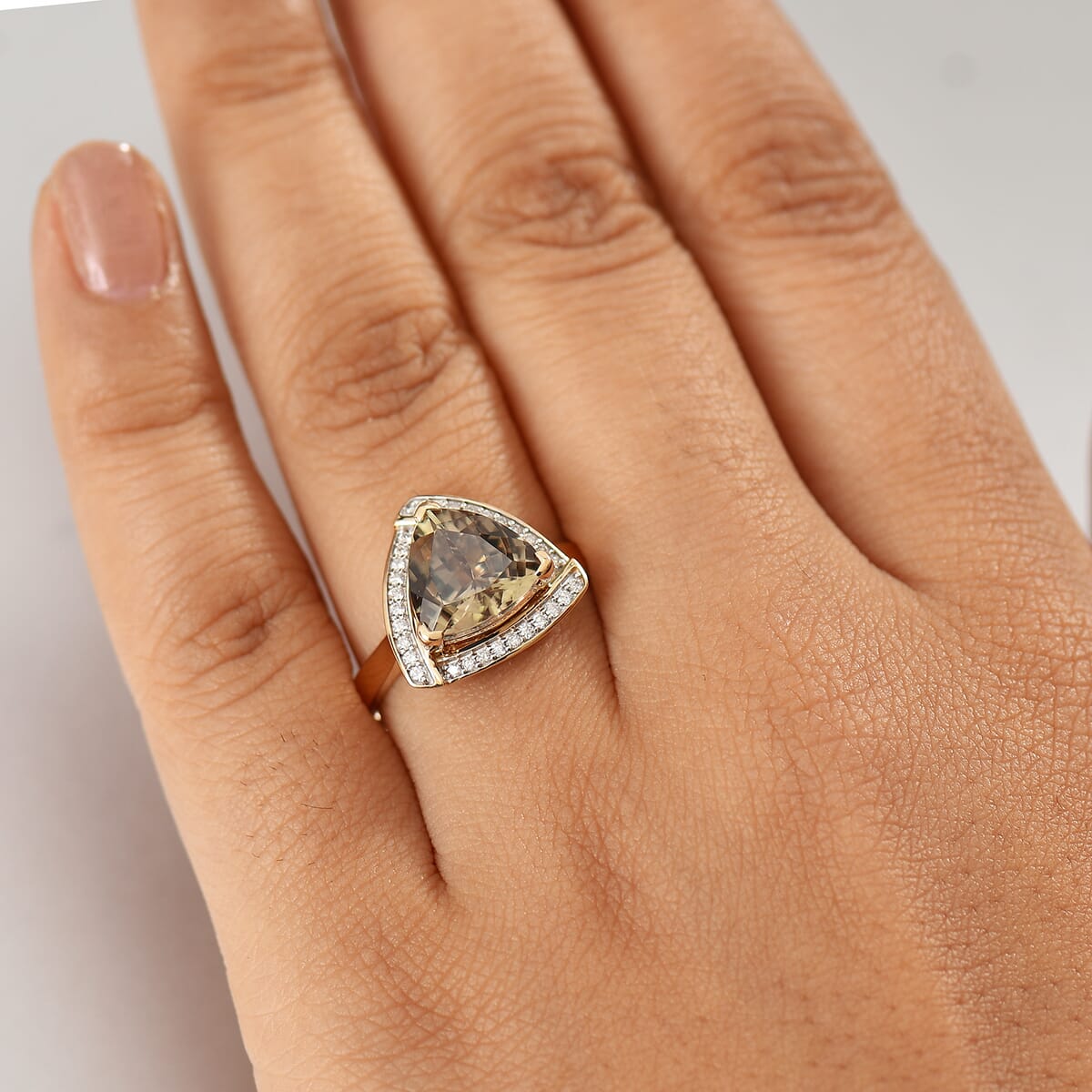 Certified & Appraised Luxoro 14K Yellow Gold AAA Turkizite and Diamond (G-H, I2) Ring (Size 9.0) (Del. in 10-15 Days) 4.16 ctw image number 2