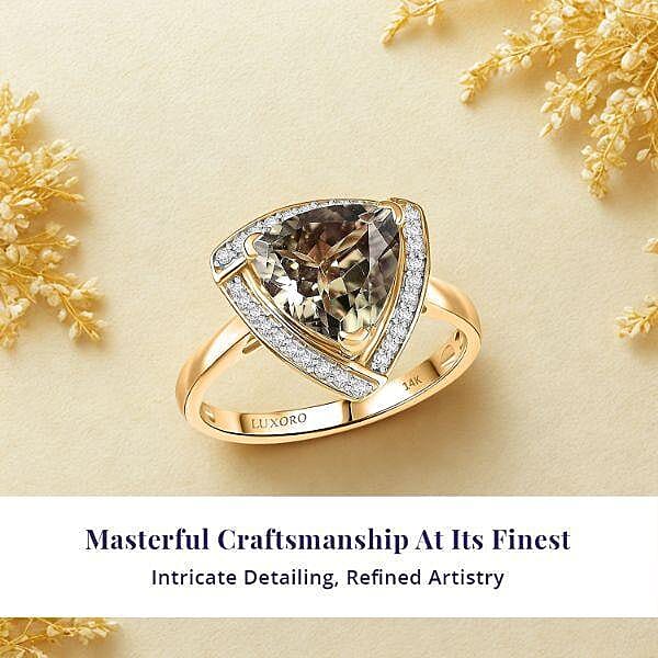 Certified & Appraised Luxoro AAA Turkizite and G-H I2 Diamond 4.16 ctw Ring in 14K Yellow Gold (Size 7.0) 4.32 Grams