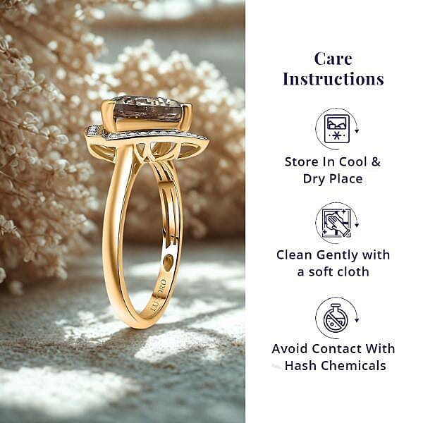 Certified & Appraised Luxoro AAA Turkizite and G-H I2 Diamond 4.16 ctw Ring in 14K Yellow Gold (Size 7.0) 4.32 Grams