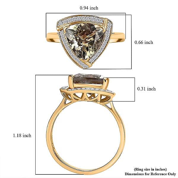 Certified & Appraised Luxoro AAA Turkizite and G-H I2 Diamond 4.16 ctw Ring in 14K Yellow Gold (Size 7.0) 4.32 Grams