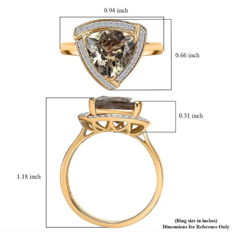 Certified & Appraised Luxoro AAA Turkizite and G-H I2 Diamond 4.16 ctw Ring in 14K Yellow Gold (Size 7.0) 4.32 Grams