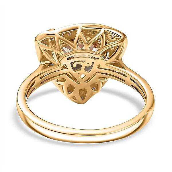 Certified & Appraised Luxoro AAA Turkizite and G-H I2 Diamond 4.16 ctw Ring in 14K Yellow Gold (Size 7.0) 4.32 Grams