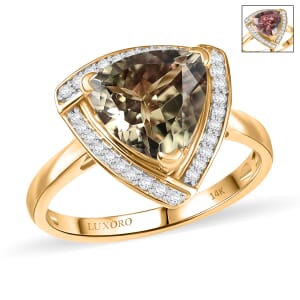 Certified & Appraised Luxoro AAA Turkizite and G-H I2 Diamond 4.16 ctw Ring in 14K Yellow Gold (Size 9.0) 4.32 Grams (Del. in 10-15 Days)