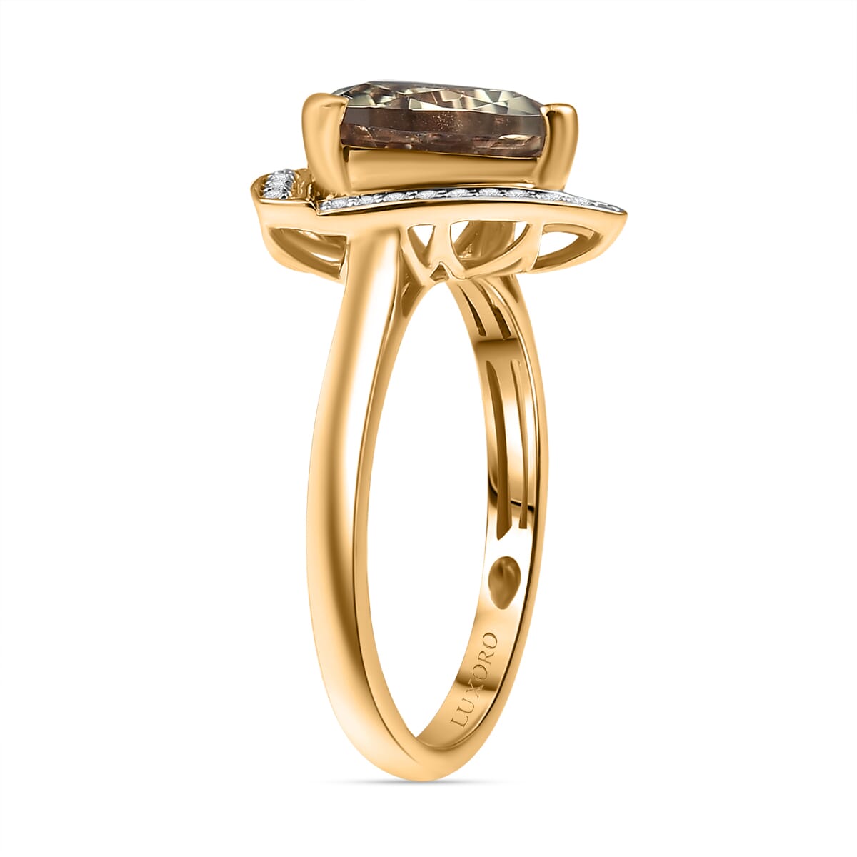 Certified & Appraised Luxoro AAA Turkizite and G-H I2 Diamond 4.16 ctw Ring in 14K Yellow Gold (Size 9.0) 4.32 Grams (Del. in 10-15 Days) image number 3