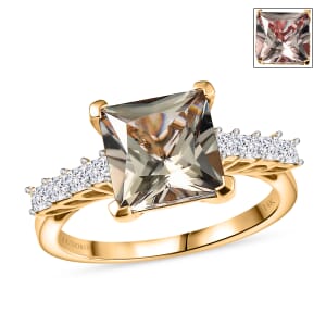 Certified & Appraised Luxoro AAA Turkizite and G-H I2 Diamond 4.74 ctw Ring in 14K Yellow Gold (Size 10.0) (Del. in 10-15 Days)