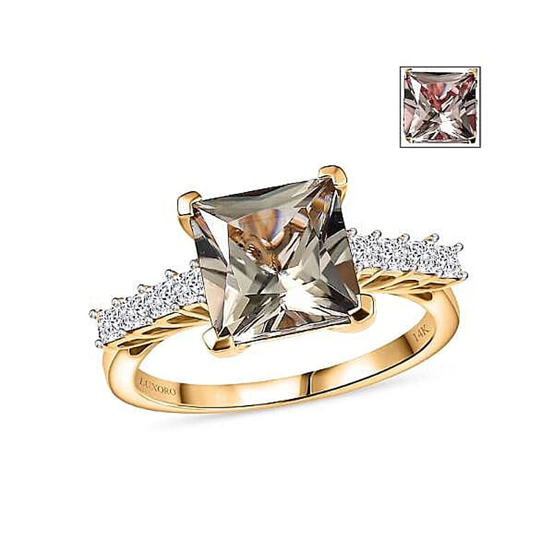 Certified & Appraised Luxoro 14K Yellow Gold AAA Turkizite and Diamond (G-H, I2) Ring (Size 5.0) 4.74 ctw