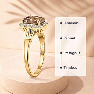 Certified & Appraised Luxoro AAA Turkizite and G-H I2 Diamond 4.30 ctw Ring in 14K Yellow Gold (Size 10.0) (Del. in 10-15 Days)