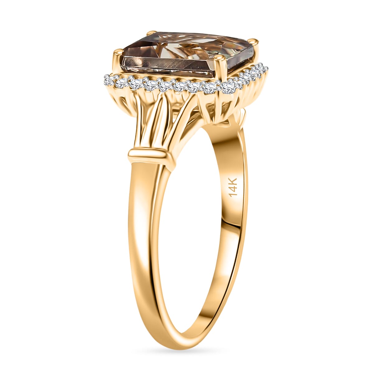 Certified & Appraised Luxoro AAA Turkizite and G-H I2 Diamond 4.30 ctw Ring in 14K Yellow Gold (Size 10.0) (Del. in 10-15 Days) image number 3