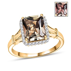 Certified & Appraised Luxoro AAA Turkizite and G-H I2 Diamond 4.30 ctw Ring in 14K Yellow Gold (Size 9.0) (Del. in 10-15 Days)