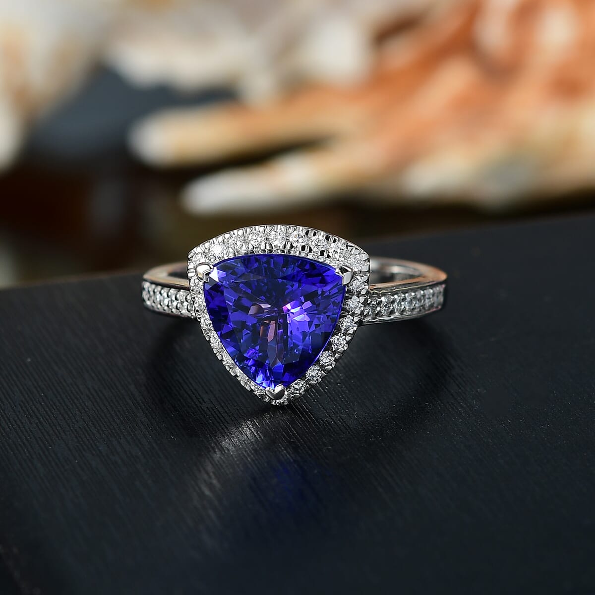 Certified & Appraised Rhapsody AAAA Tanzanite and E-F VS Diamond 4.22 ctw Ring in 950 Platinum (Size 10.0) 7.57 Grams (Del. in 7-10 Days) image number 1