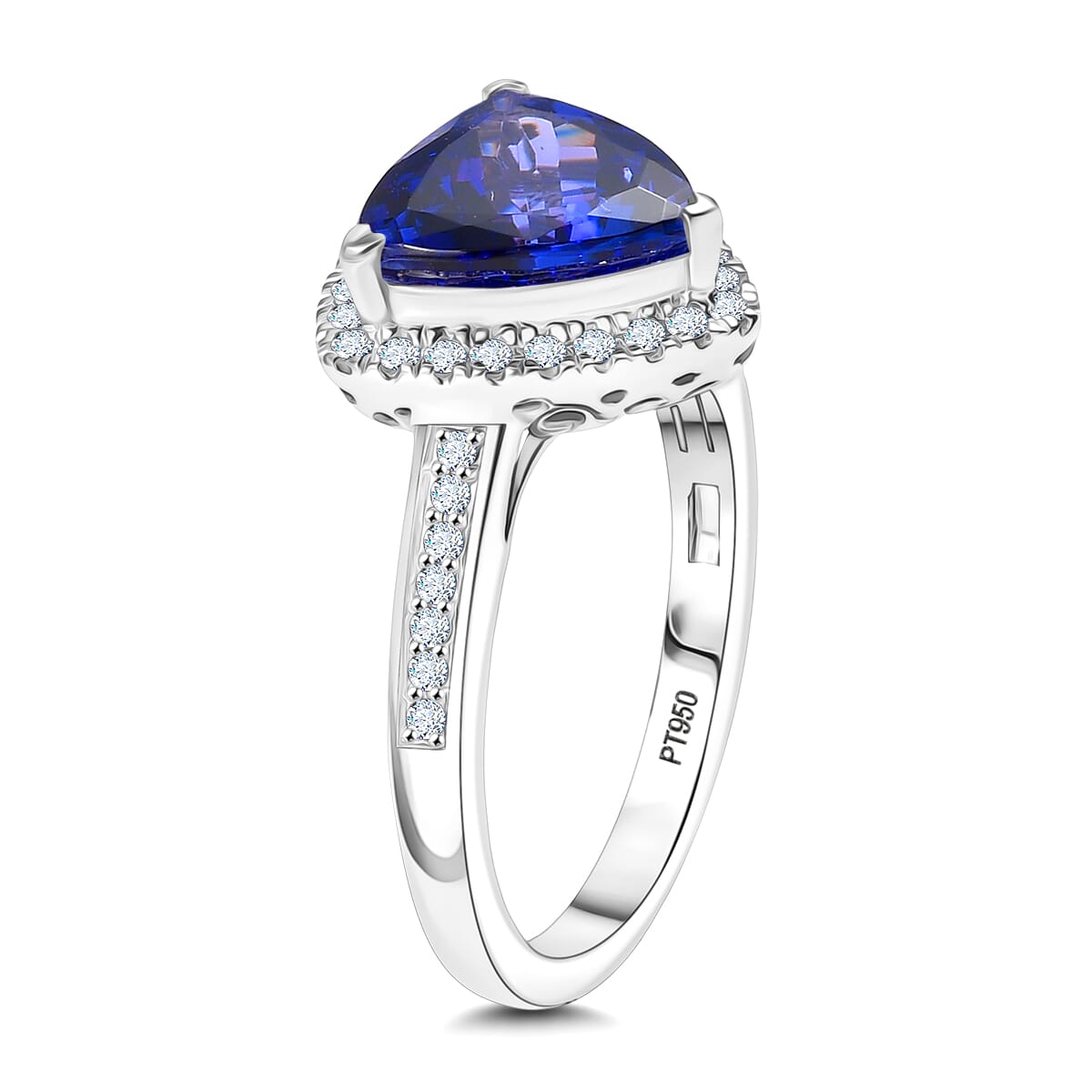 Certified & Appraised Rhapsody AAAA Tanzanite and E-F VS Diamond 4.22 ctw Ring in 950 Platinum (Size 10.0) 7.57 Grams (Del. in 7-10 Days) image number 3