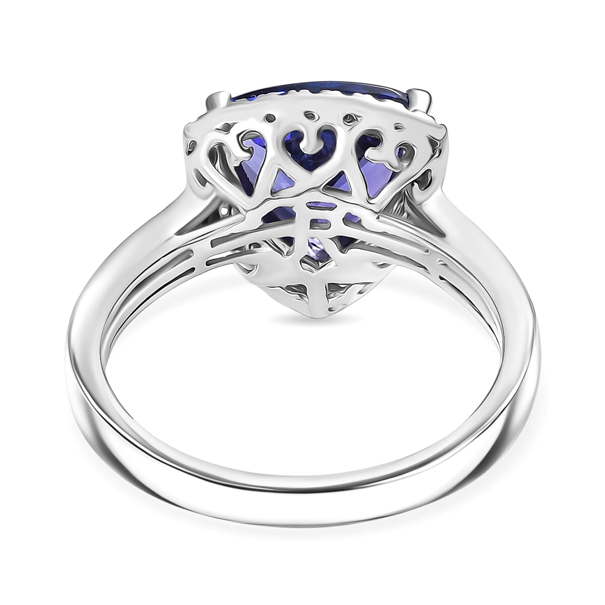 Certified & Appraised Rhapsody AAAA Tanzanite and E-F VS Diamond 4.22 ctw Ring in 950 Platinum (Size 10.0) 7.57 Grams (Del. in 7-10 Days) image number 4