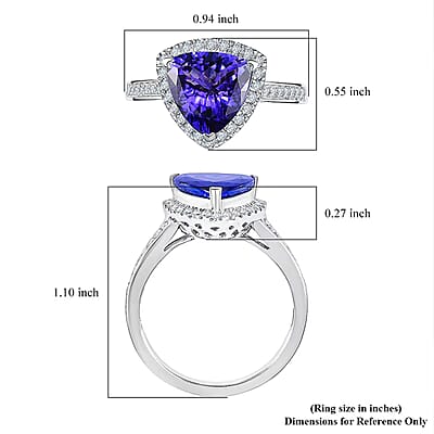 Certified & Appraised Rhapsody AAAA Tanzanite and E-F VS Diamond 4.22 ctw Ring in 950 Platinum (Size 5.0) 7.57 Grams